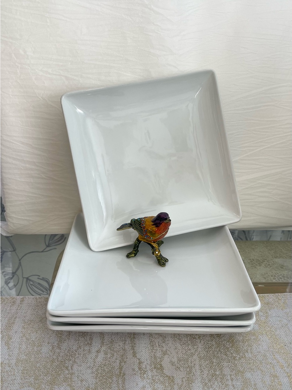 Threshold White Square Porcelain Salad Plates - Set of 4